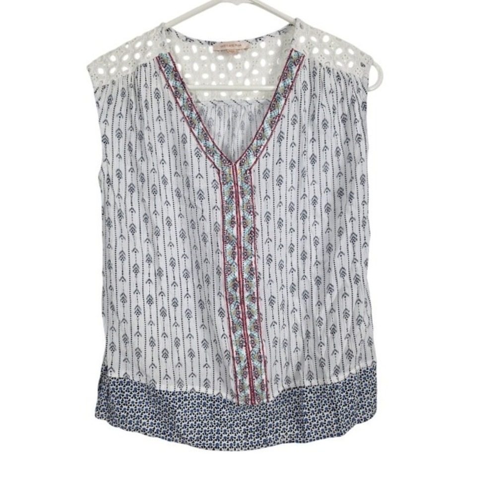 Skies Are‎ Blue Coquette Tank Blouse M Womens Cottage Core V Neck Lace Flowy